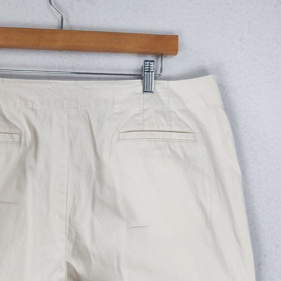 Talbots Pants Womens 16 Cream Chino Crop High Rise Flat Front Straight Leg Capri - Picture 8 of 10
